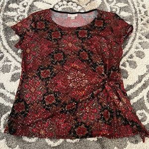 Dress Barn sequin gathered top, size petite large EUC!